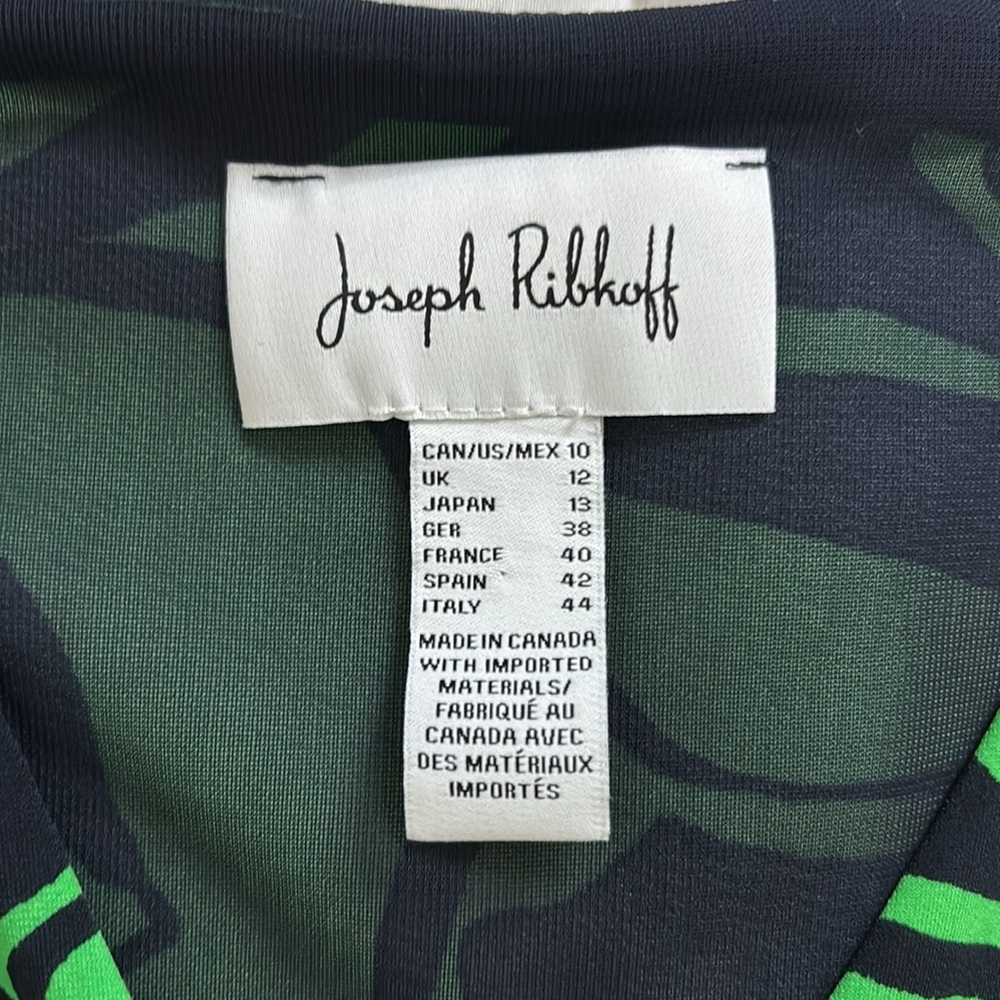 Joseph Ribkoff Floral Wrap Dress US 10 UK 12 Green Navy Midi Slit Vacation Soft - Picture 5 of 15